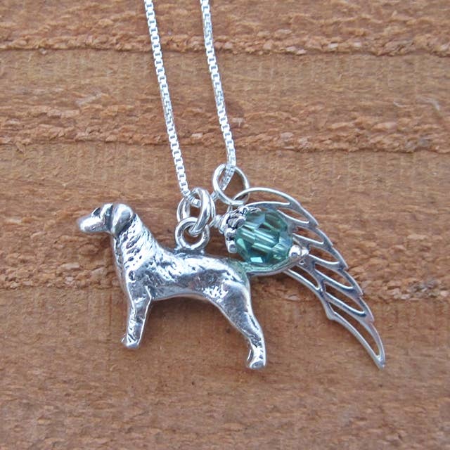 Labrador Large Angel Wing Sterling Silver Necklace for wholesale by Dog Park Publishing