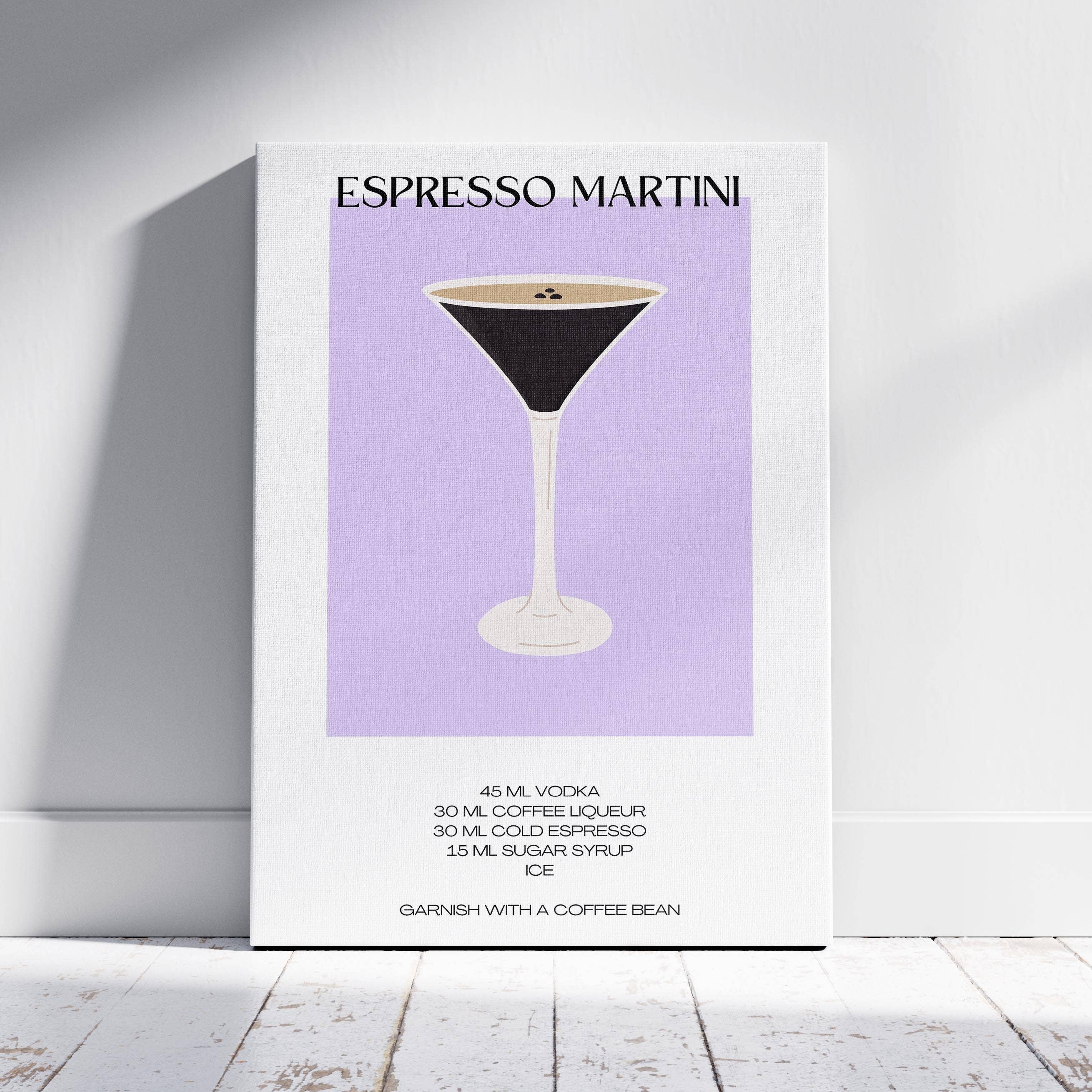 House Prints - Wholesale Art print - Chic Espresso Martini Recipe - Framed Canvas Wall Art Print