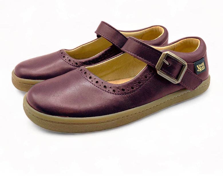 Young Soles - Wholesale Flats/loafers – Kids - Holly Mary Jane Kids Barefoot Shoe Berry Leather