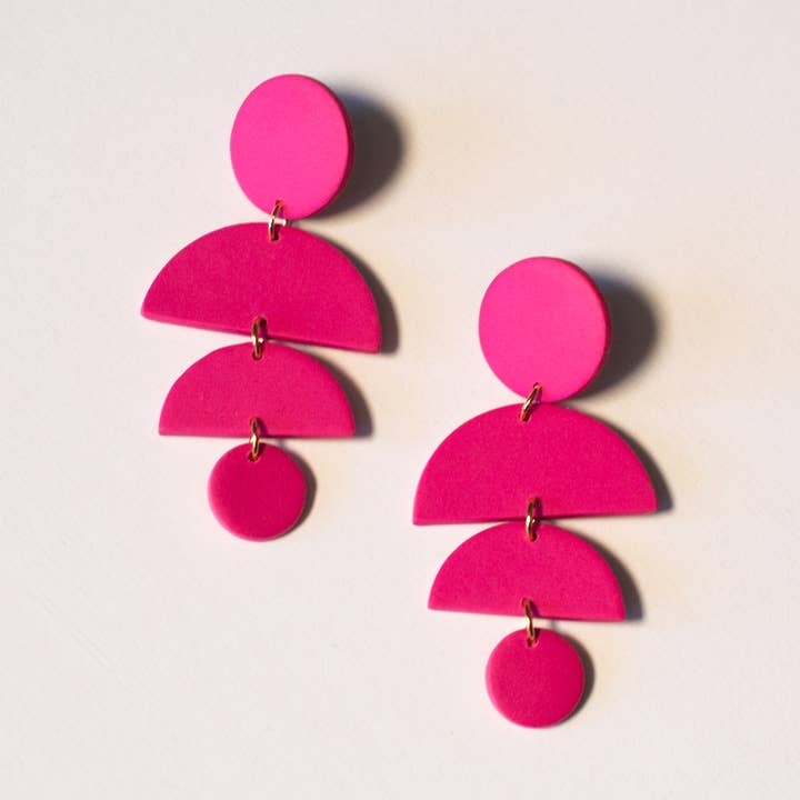 The "Fishtail" Statement Earrings in Passion Fruit Pink for wholesale by CleverlyCo.