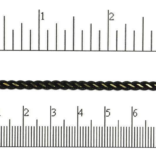 Continental Beads - Wholesale Craft Supplies - 4mm Flat Braided Two-Tone Curb Chain - Made of Brass and Enamel - Sold by the Foot - Ch-8763