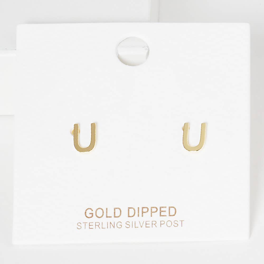 Sensibling Corp. - Wholesale Stud/Post Earrings - Gold Dipped Metal Initial Monogram Stud Earrings49