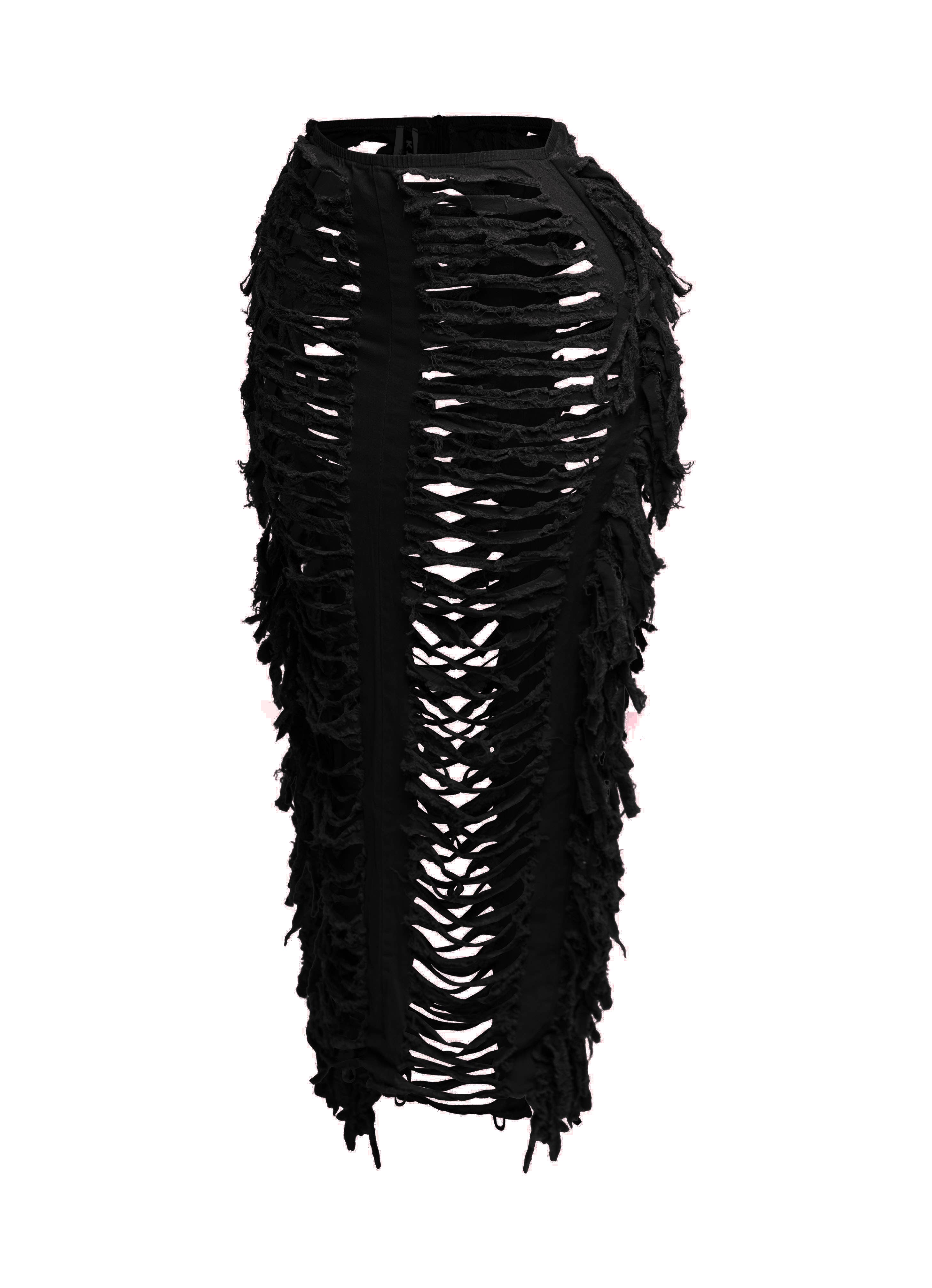 K Too - Wholesale Skirt - Women's - Distressed fringe maxi skirt15