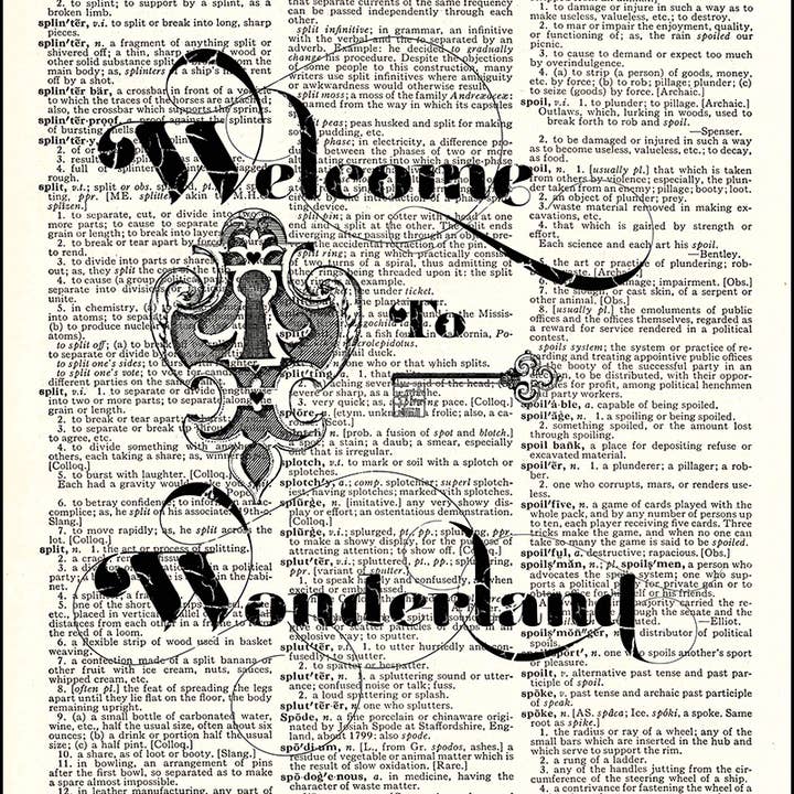 Welcome to Wonderland Dictionary Print for wholesale by Fresh Prints of CT