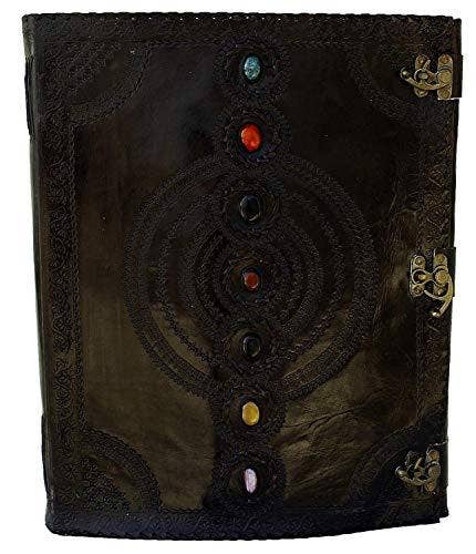 Tuzech Leather - Wholesale Journal/Diary - Tuzech Seven Chakra Medieval Stone Embossed Handmade Jumbo Leather Journal Book of Shadows Notebook Office Hocus Pocus Diary College Poetry Sketch With Leather Bound0