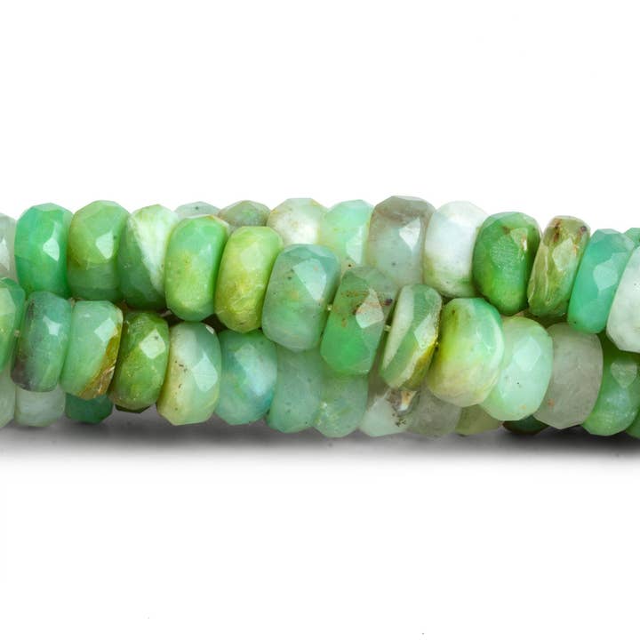 7-12mm Blå Peruviansk Opal Facetterede Rondeller 16 tommer 80 perler for engroshandel hos The Bead Traders