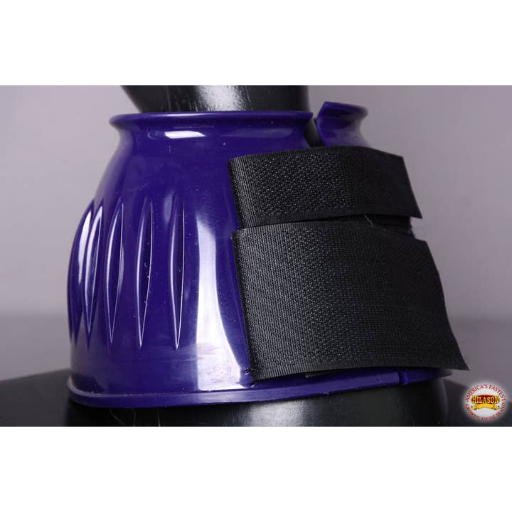 HILASON - Wholesale Horseback Riding Gear - Hilason PVC Ribbed Double Hook and Loop Bell Boots Purple
