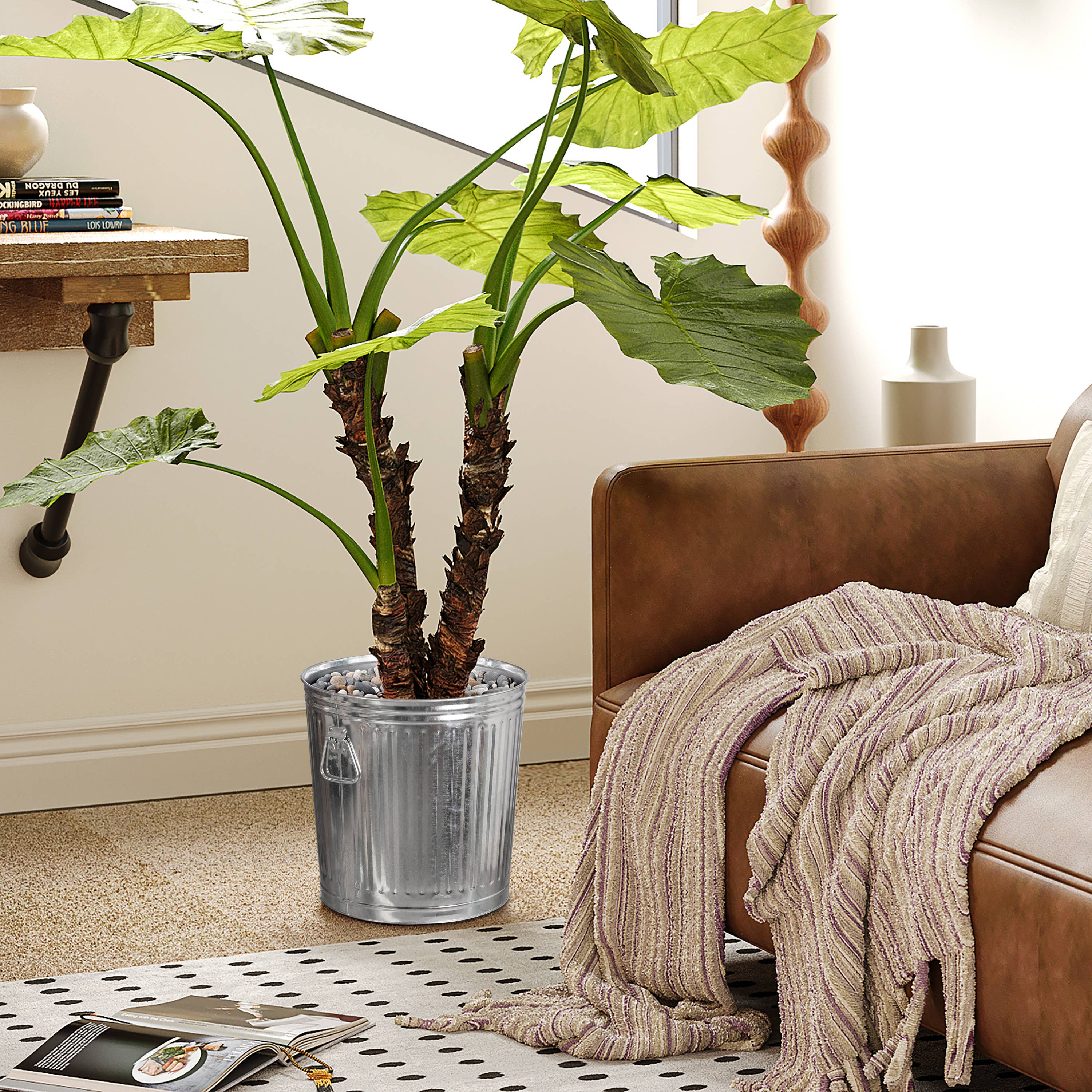 Quickway Imports - Wholesale Trashcan/Trash Bin - Gardenised Round Galvanized Steel, Trash Can with Lid6