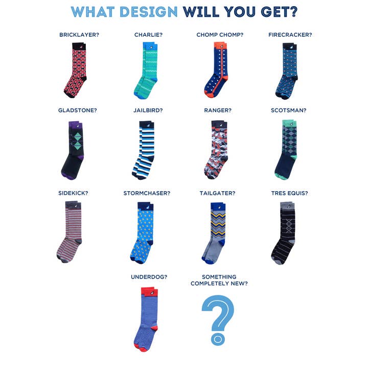 Sock of the Month Club - 100% Made in America for wholesale by Boldfoot Socks