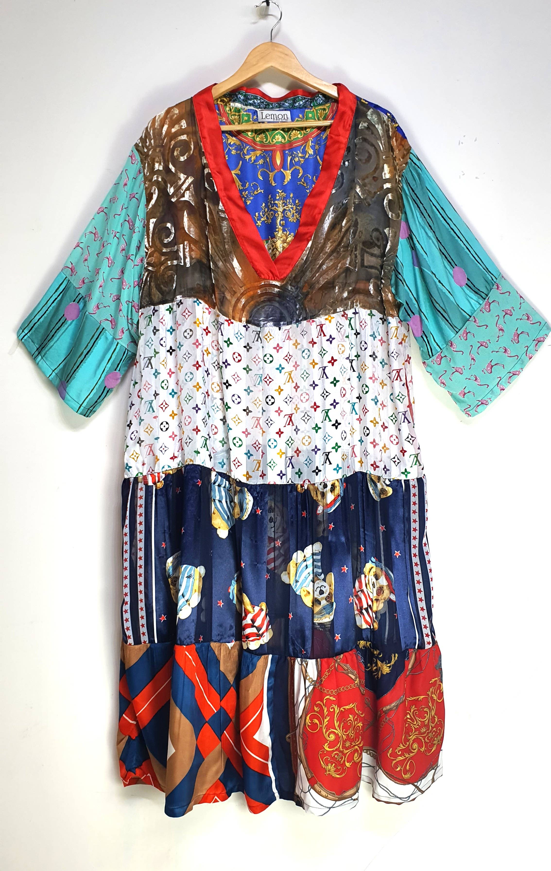 Beige & Co Thai Crafts - Wholesale Dress - Women's - Upcycled Silk Scarf Patchwork Maxi Dress – One-of-a-Kind 9