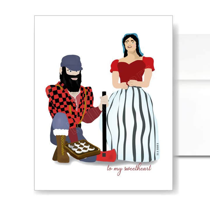 Tarjeta Sweethearts de Paul Bunyan y Lucette de Minnesota para venta al por mayor de Little Dorset Shop