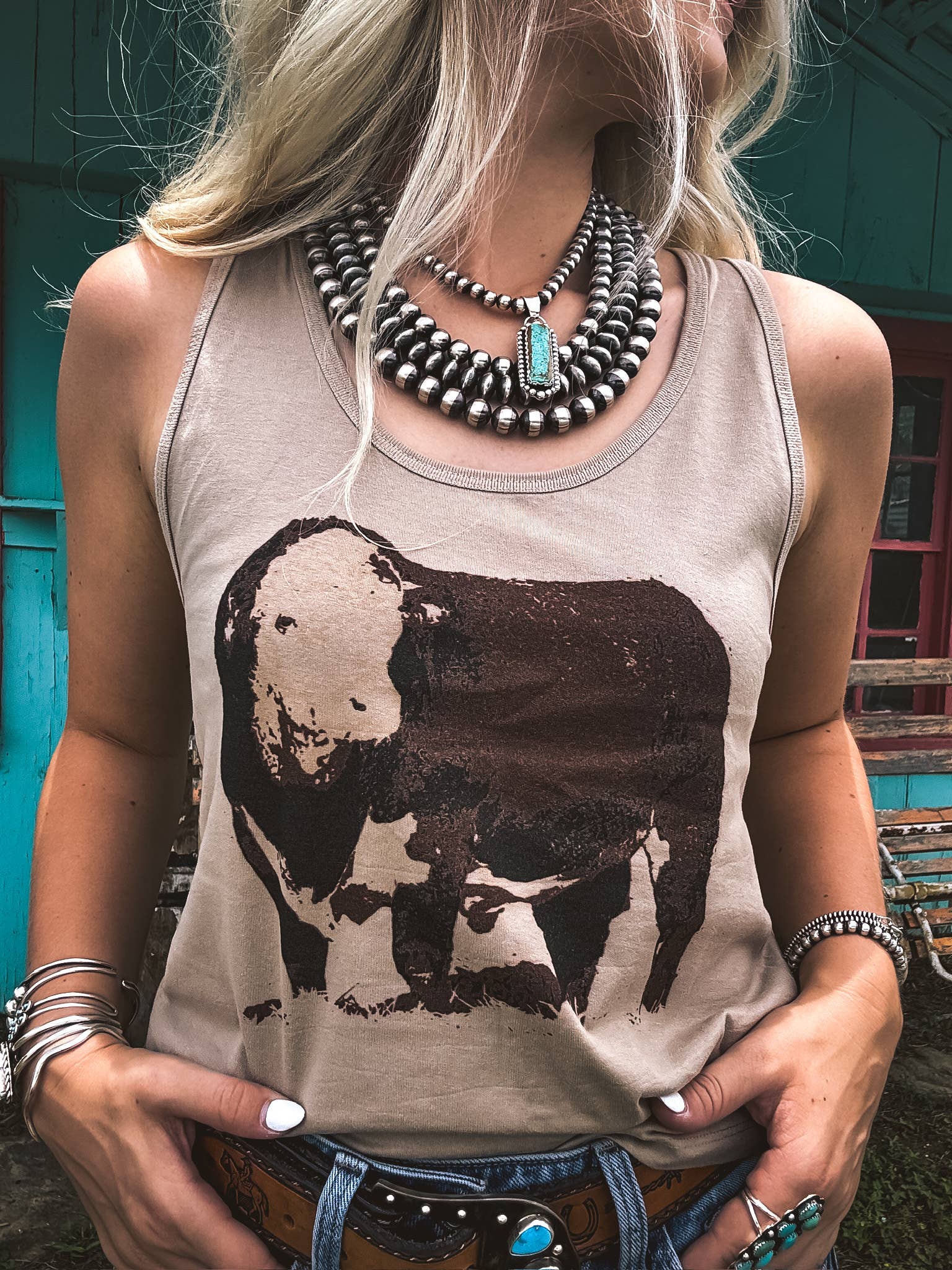 Hank & Scoot – wholesale Linne (Tryckt) - Dam – Herefordtjur True Tank1