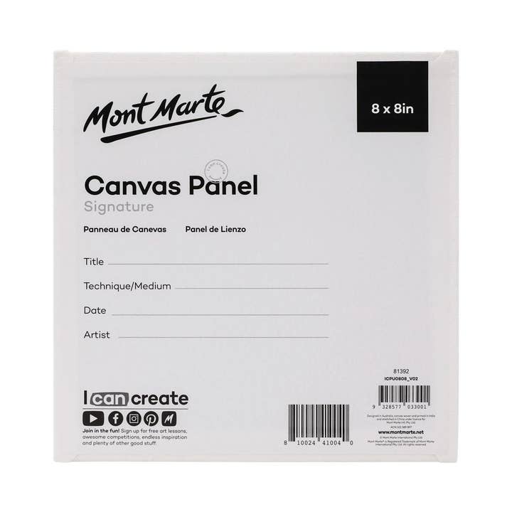 Mont Marte Usa, Inc. - Wholesale Painting Paper - Canvas Panels Signature 8 x 8in (20.3cm) 2pc