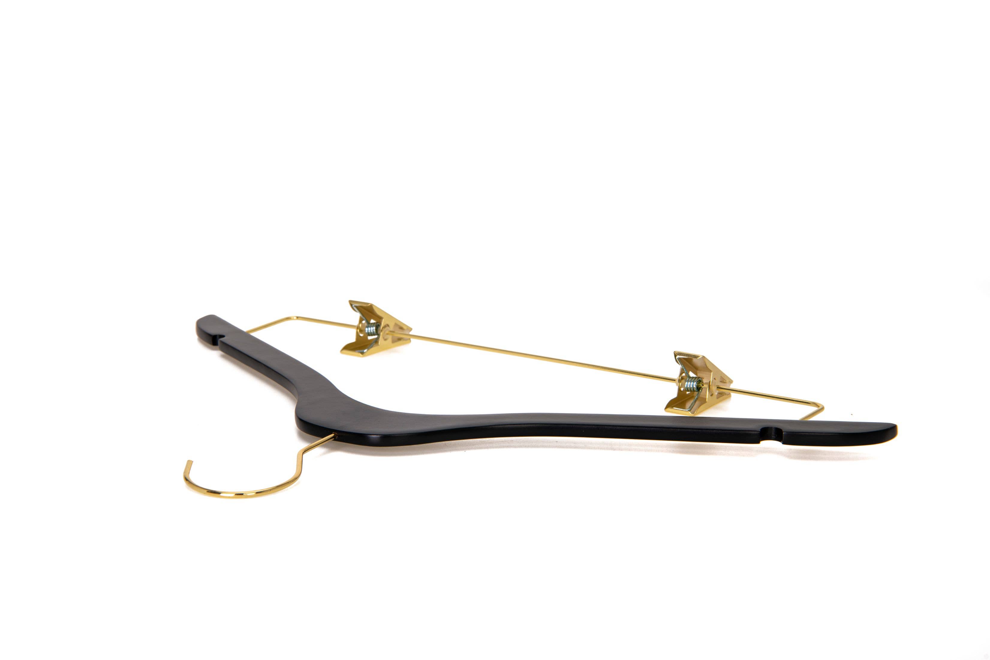 Quality Hangers – Cabides por atacado – WS73 Cabides Ultra Finos para Saias e Calças com Clipes Preto/dourado - 5 Unidades19