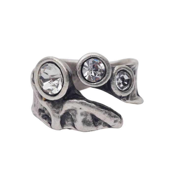 Handmade Clear Crystal Brass Ring - 6991 for wholesale by Chanour