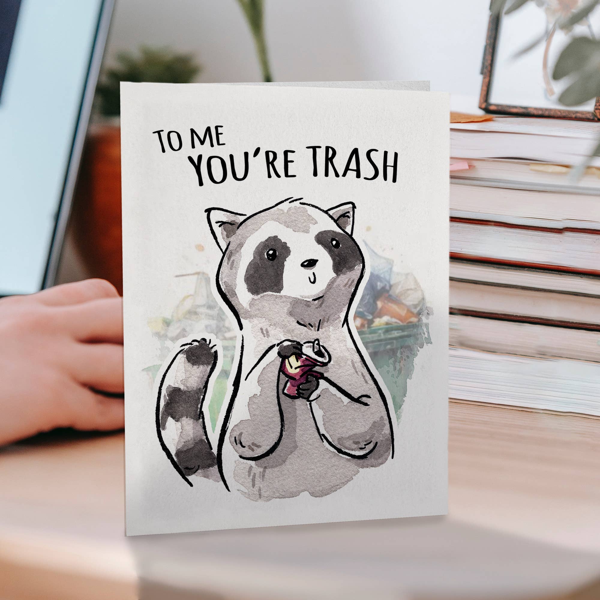 Aaron Millard Illustration - Wholesale Birthday Card - "You're Trash" - Raccoon Valentines, Love, Birthday Card1