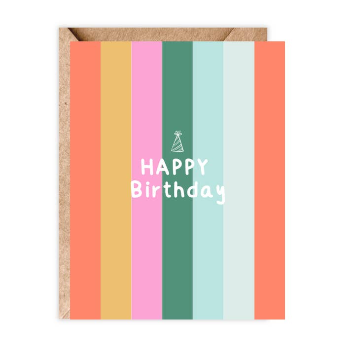 Rainbow Lines Happy Birthday Card for wholesale by Jolly Rae