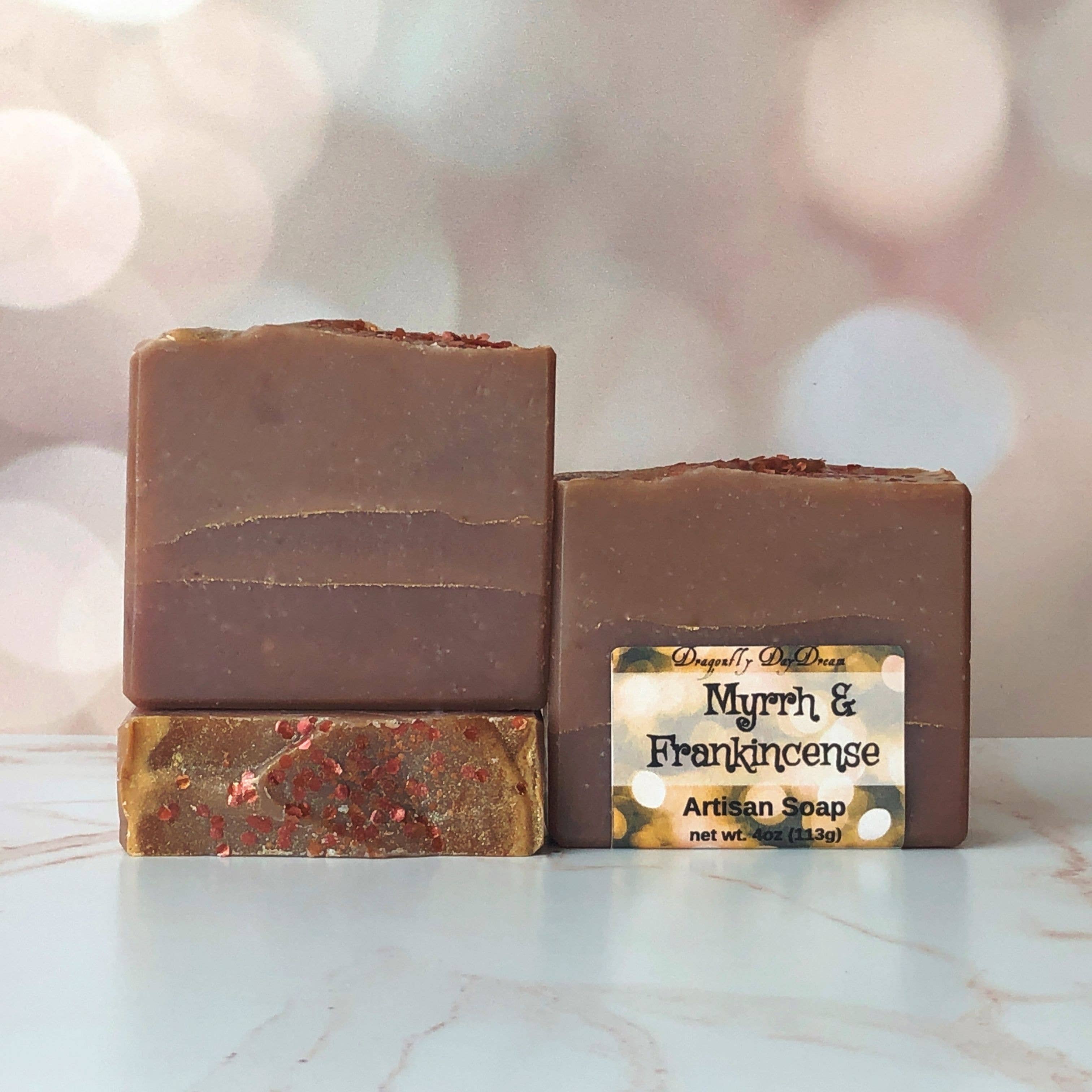 Dragonfly DayDream - Wholesale Bar Soap - MYRRH, FRANKINCENSE and Gold Artisan Soap Bar4