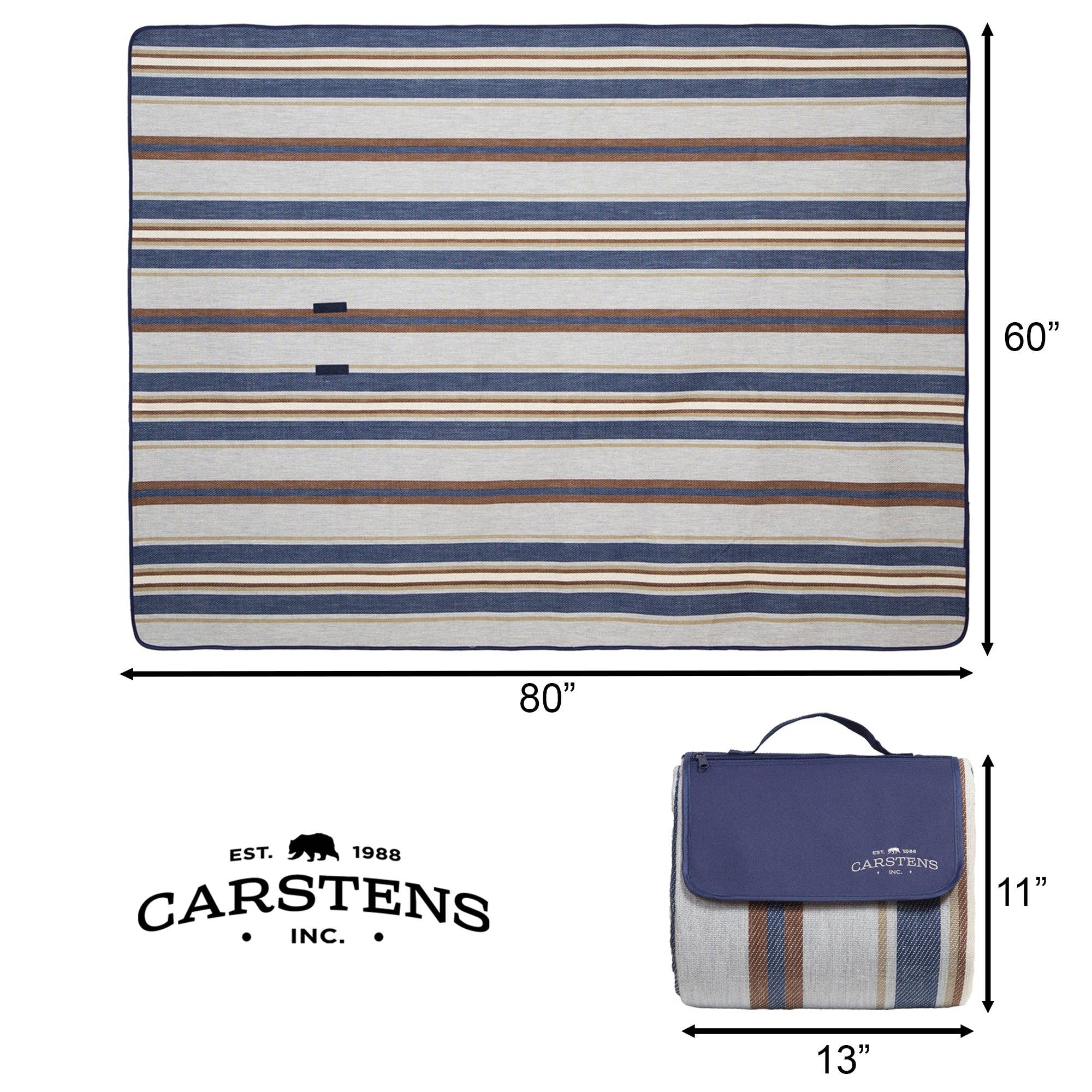 Carstens, Inc. - Wholesale Picnic Blanket - Seashore Stripe Woven Picnic Blanket3