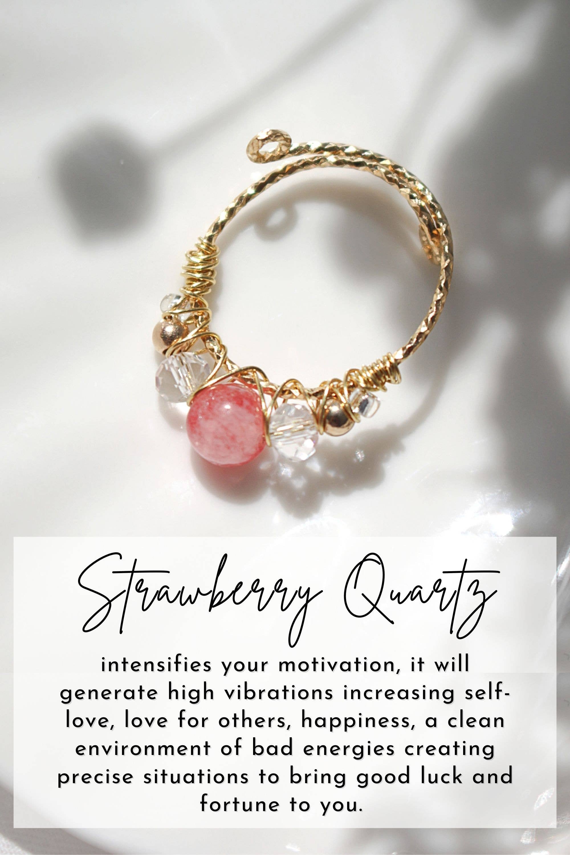 Divine Dulcet – wholesale Single stone/solitaire ring – "Marquise" | 18K Natural Crystals Hand Wired Adjustable Ring10