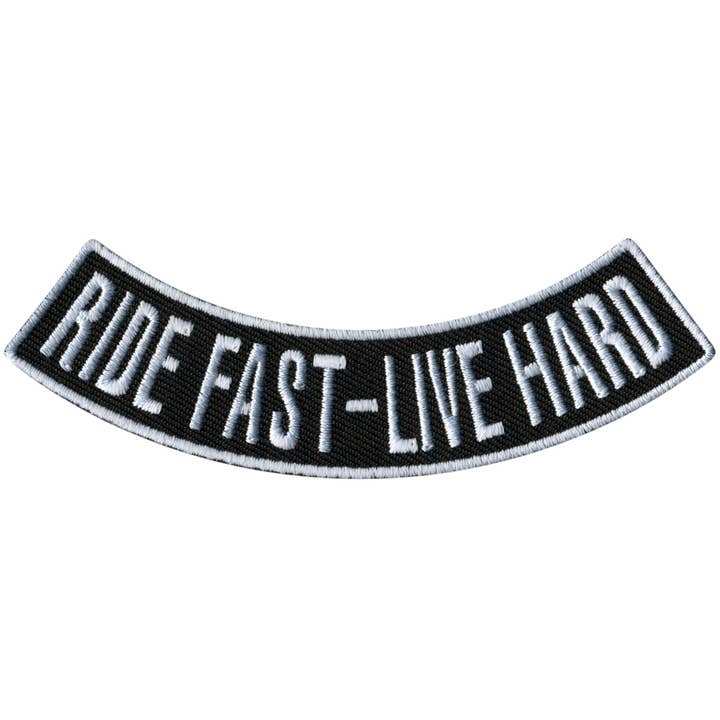 Hot Leathers Ride Fast - Live Hard 4” X 1” Bottom Rocker Patch for wholesale by Hot Leathers