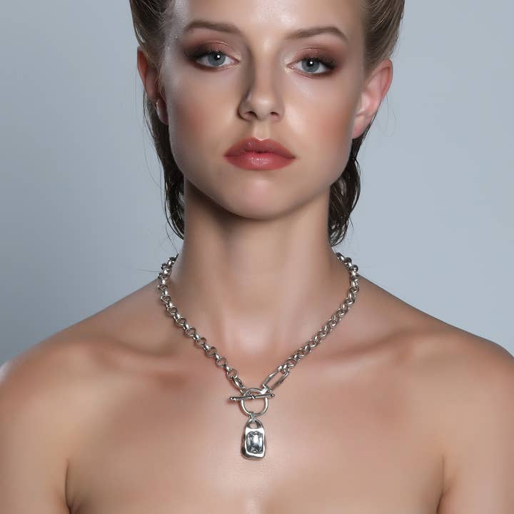 AVENS - Wholesale Link & chain necklace - White Crystal Stone pendant Chain Necklace8