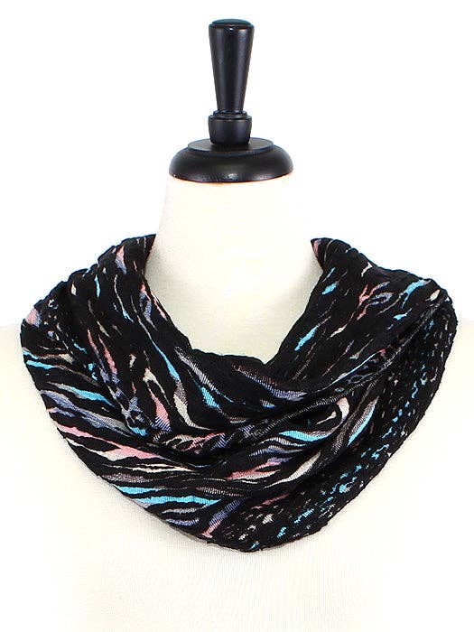 XP8-BW Zebra Print Infinity Scarf for wholesale by MiMi Wholesale