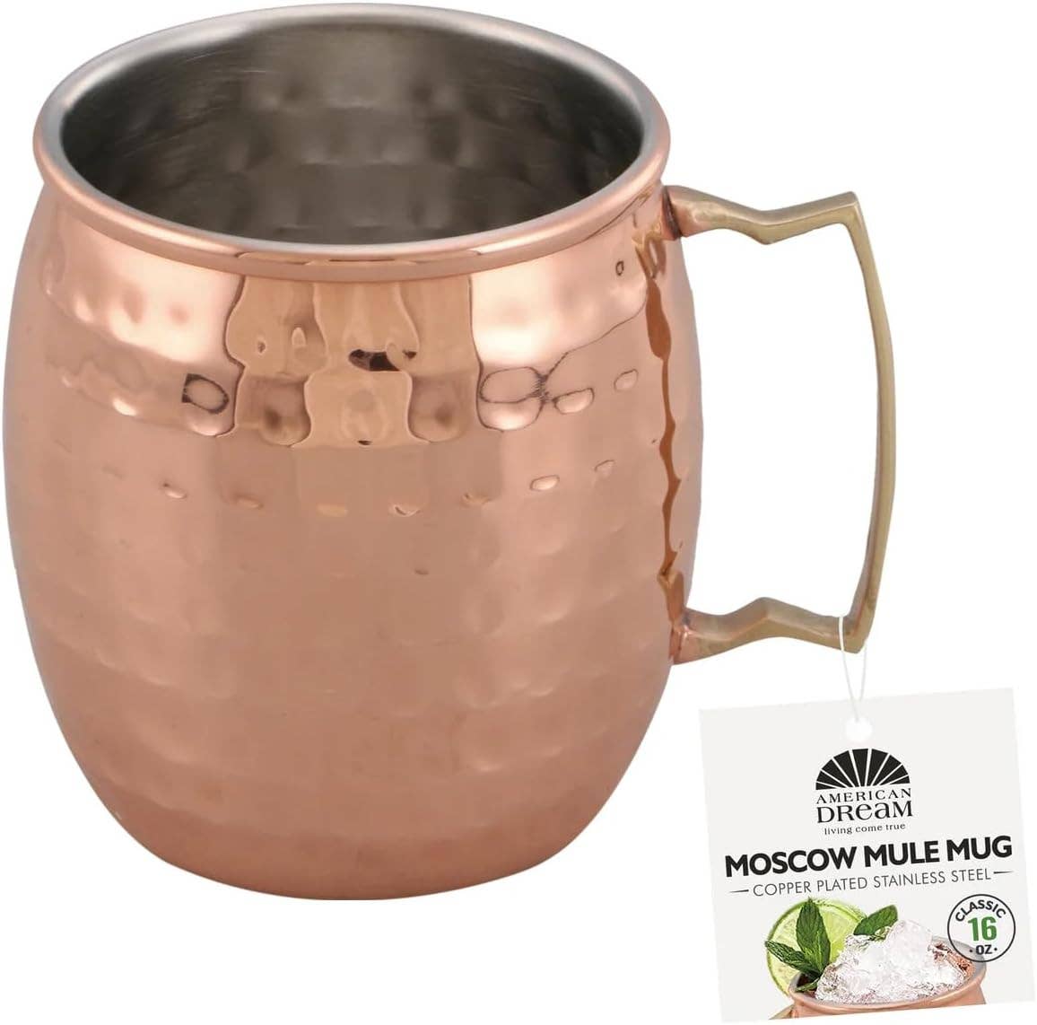 J&V TEXTILES - Wholesale Cocktail/Liquor Glass - 16 oz. Hammered Copper Moscow Mule Mug (Set of 4)3