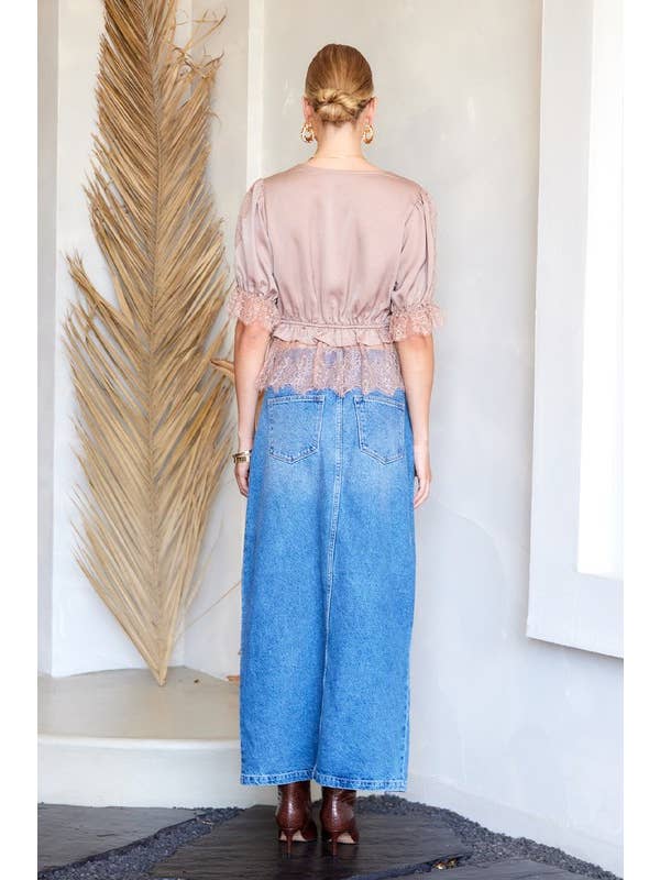 ILLA ILLA - Wholesale Blouse - Women's - Satin Lace Trim Top18