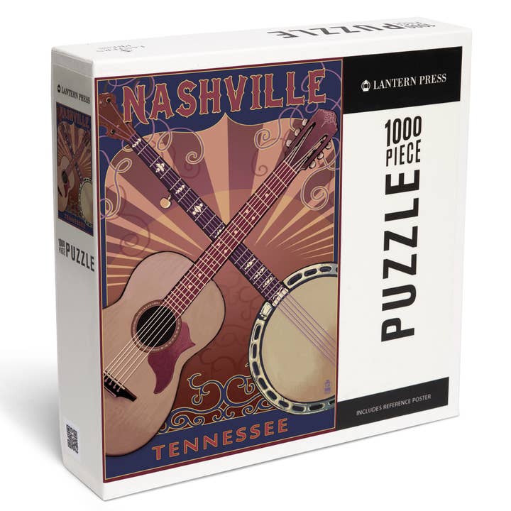 1000 PIECE PUZZLE Nashville, Tennessee, Guitar Banjo Music for wholesale by Lantern Press