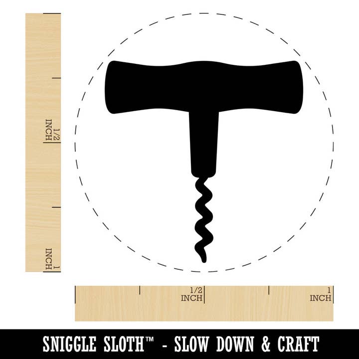 Wine Bottle Cork Corkscrew Self-Inking Rubber Stamp for Stamping Crafting Planners for wholesale by Sniggle Sloth