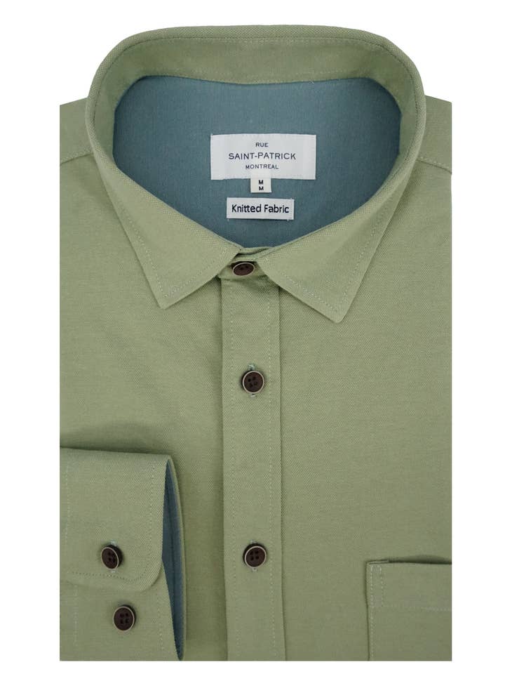 Maglia in Piqué Lavorato a Maglia Minogue in Verde Salvia per la vendita all'ingrosso da parte di Rue Saint-Patrick