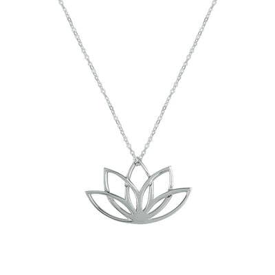 Collier en argent fleur de lotus (symbolisant un nouveau départ) pour la vente par Liwu Jewellery