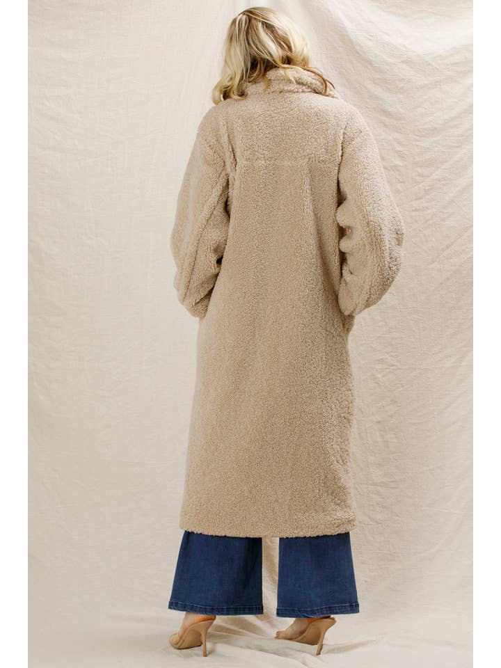Black Long Sherpa Coat for wholesale on Faire