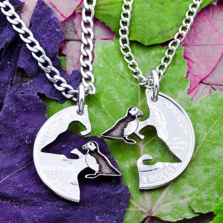 Papageitaucher-Halsketten, Schmuck für Paare oder beste Freunde, Geschenke aus Alaska für den Großhandel von NameCoins