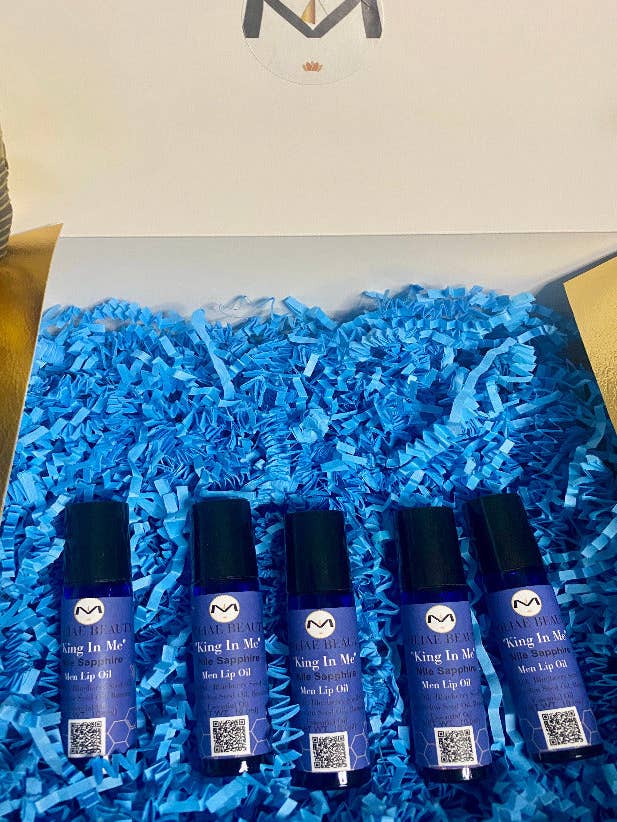 King In Me | Nile Sapphire 5 Men Lip Oils | Gift Box Set | Argan Oil | Blueberry Seed | Banana Oil for wholesale by MOLIAE Beauty LLC