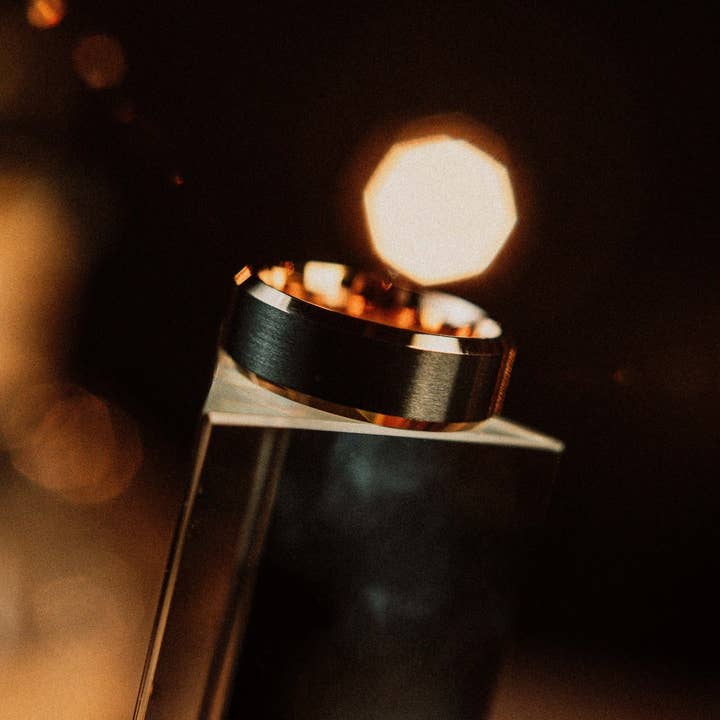 Vintage Gentlemen - Wholesale Band/Stacked Ring - The “Gatsby” Ring - 14kt Gold Plated Tungsten1