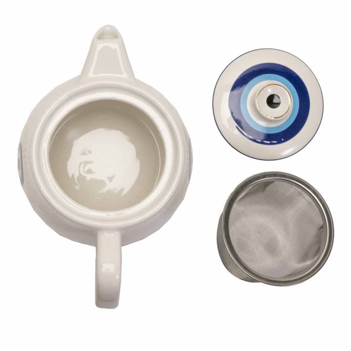 Pacific Trading - Wholesale Tea Pot - All Seeing Eye Teapot with Strainer White1