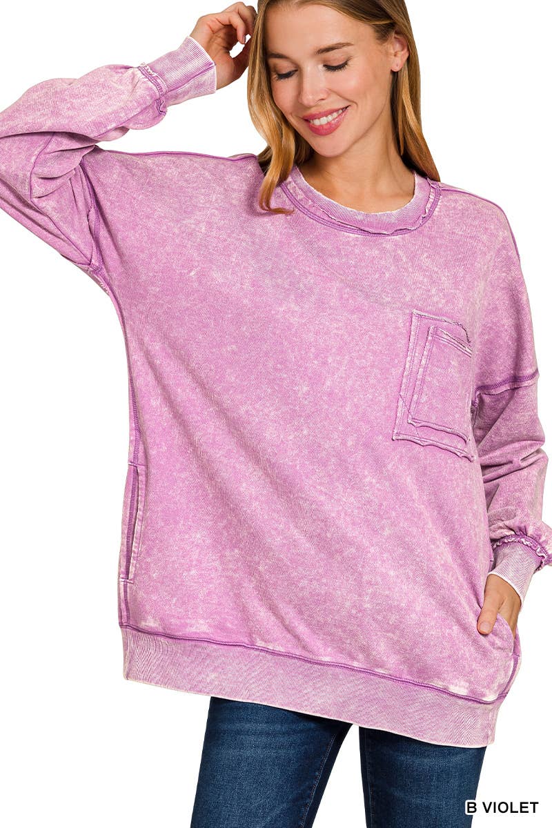 42POPS - Vendita all'ingrosso Felpa - Donna - Pullover in French Terry lavaggio acido.43