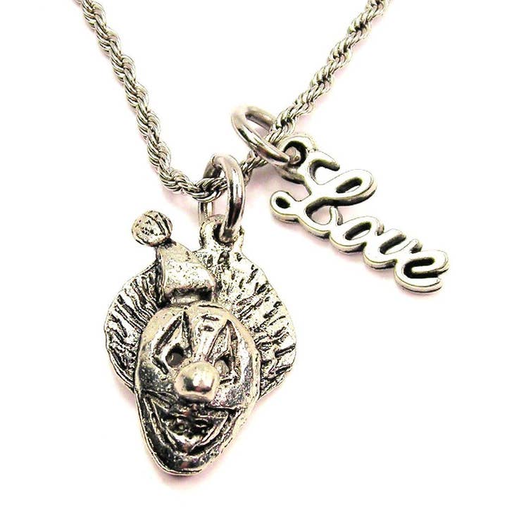 Collar de cuerda de payaso malvado de 50,8 cm con acento de amor, terror para venta al por mayor de Chubby Chico Charms