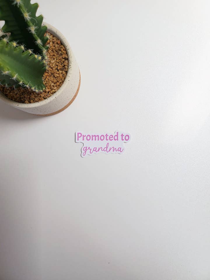 Promoted to Grandma Vinyl Text Sticker for wholesale by Fig Tree Works