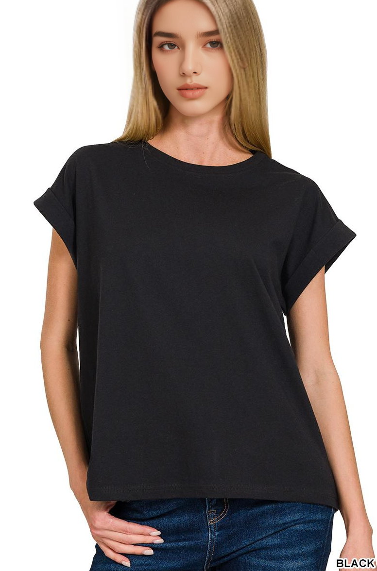 42POPS - Wholesale T-Shirt - Women's - `.Round Neck Folded Short Sleeve T Shirt19