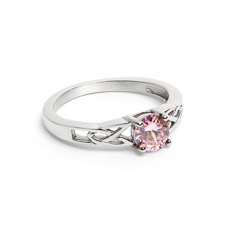 WJW - Wholesale Single Stone/Solitaire Ring - Stainless Steel CZ Stone Celtic Ring19