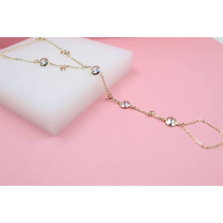 MIA Jewelry - Wholesale Link & Chain Bracelet - 18K Gold Filled Rolo Hand Chain Bracelet w/ Dangle Discs1