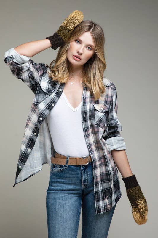 Taupe/Oliven Flerfarvet kabelstrikkede vanter for engroshandel på Faire2