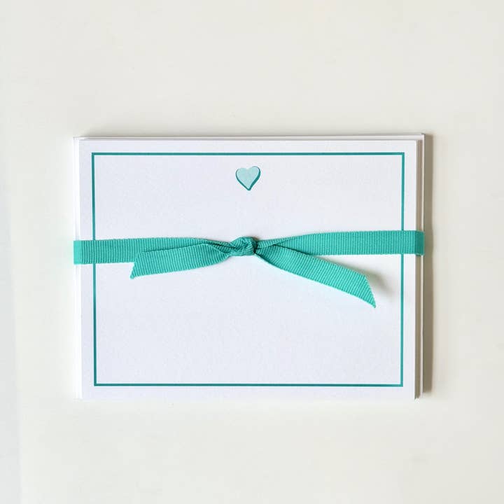 Georgetown Paperie - Wholesale Stationery/Notecard Set - Sweet Heart, Turquoise - Flat Note Cards