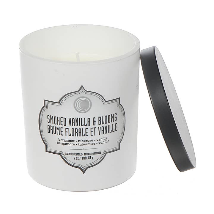 7Oz White Jar Scented Candle Smoked Vanilla Blooms for wholesale by IH Casa Decor