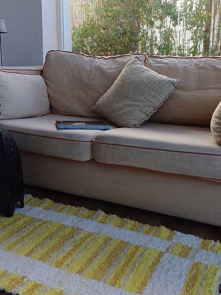 Two-tone cotton rug lemon yellow for wholesale by KASALUZ