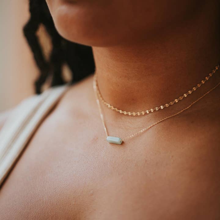 Hello Adorn - Wholesale Pendant/Charm Necklace - Seafoam Gemma Necklace | 14kt Gold Fill + Sterling Silver2