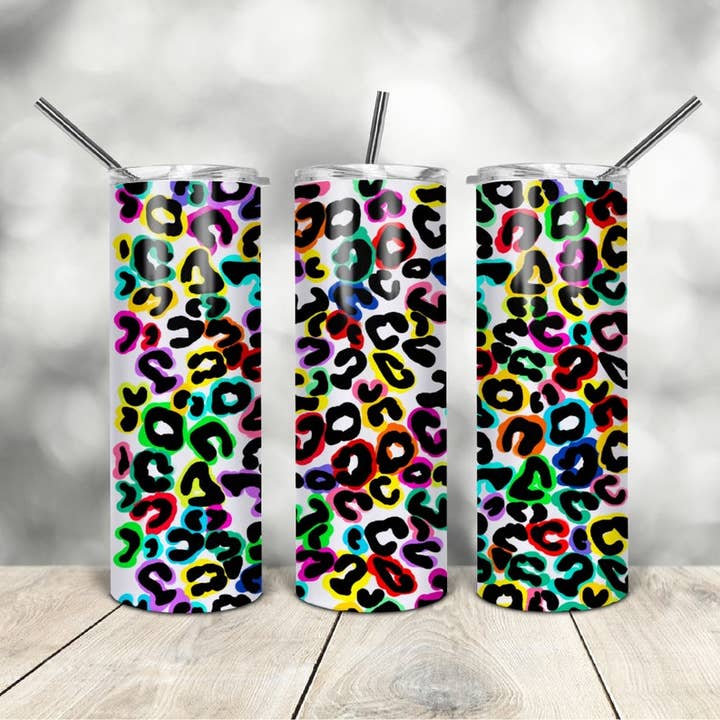 Copo de sublimação Rainbow Cheetah 20 oz por atacado de Twisted T Creations